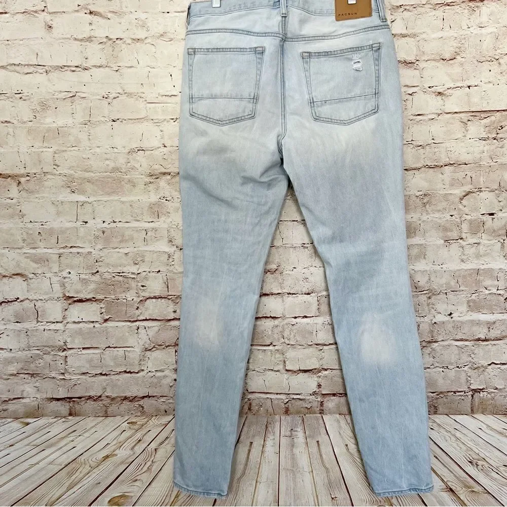 Pacsun mens stacked skinny jeans distressed